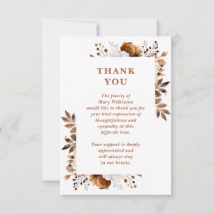 Rustic Floral Celebration Of Life Funeral Thank You Card