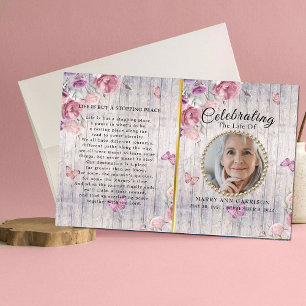 Rustic Floral Celebration of Life Program