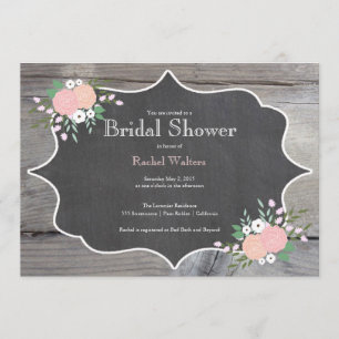Rustic Floral Chalkboard Bridal Shower Invitation