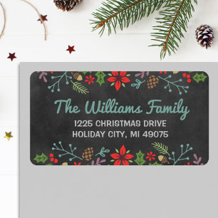 Rustic Floral Chalkboard Holiday Address Label