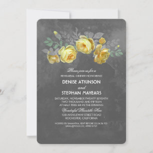 Rustic Floral Chalkboard Rehearsal Dinner Invitation