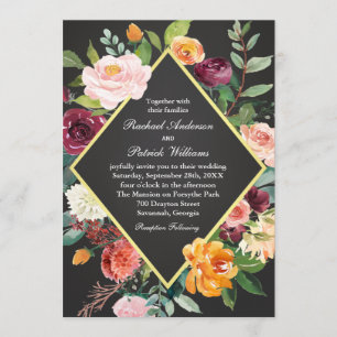 Rustic Floral Chalkboard Wedding Invitation