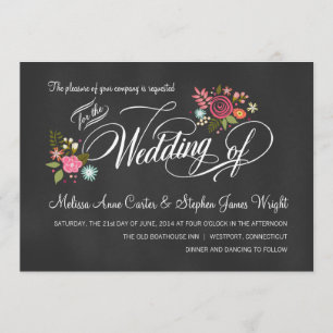 Rustic Floral Chalkboard Wedding Invitations