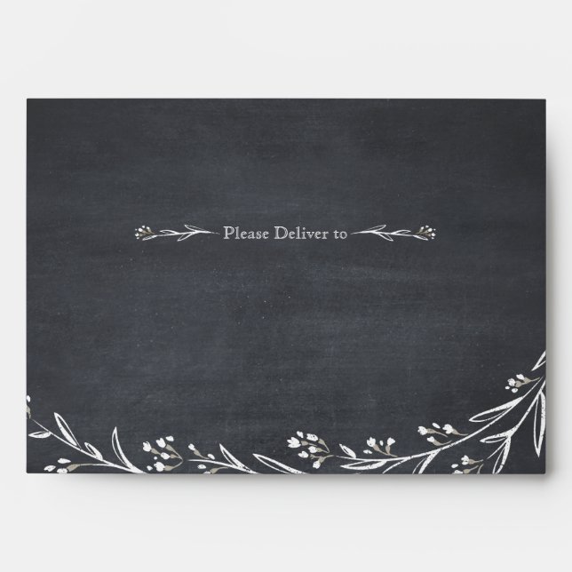 Rustic floral chalkboard with return address envelope (Front)