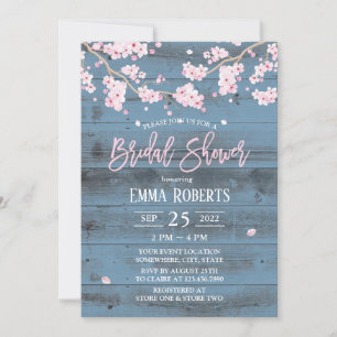 Rustic Floral Cherry Blossom Flowers Bridal Shower Invitation