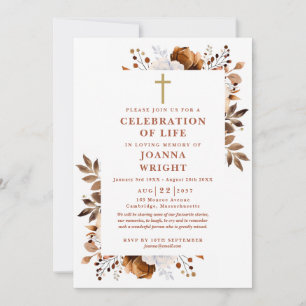 Rustic Floral Christian Celebration Of Life Invitation