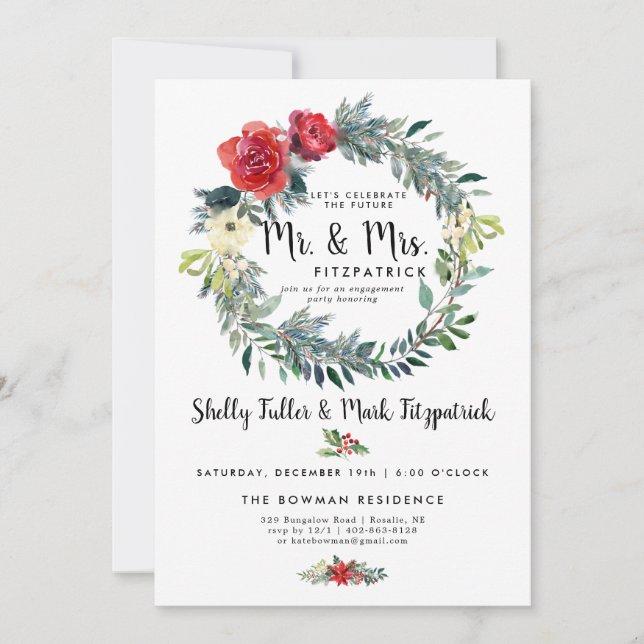 Rustic Floral Christmas Engagement Party (Front)