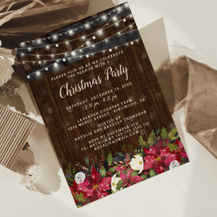 Rustic Floral Christmas Party Holiday Card