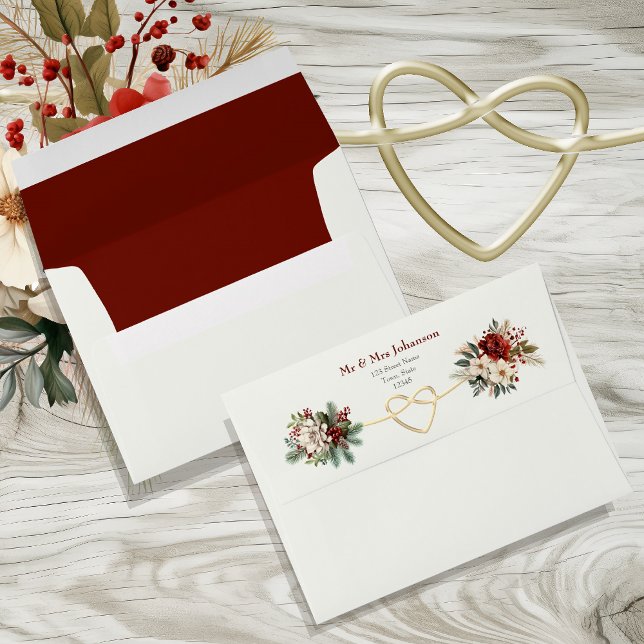 Rustic Floral Christmas Wedding Envelope (Creator Uploaded)