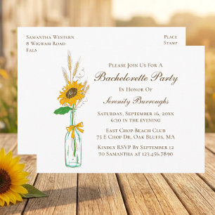 Rustic Floral Country Sunflower Bachelorette Party Invitation Postcard
