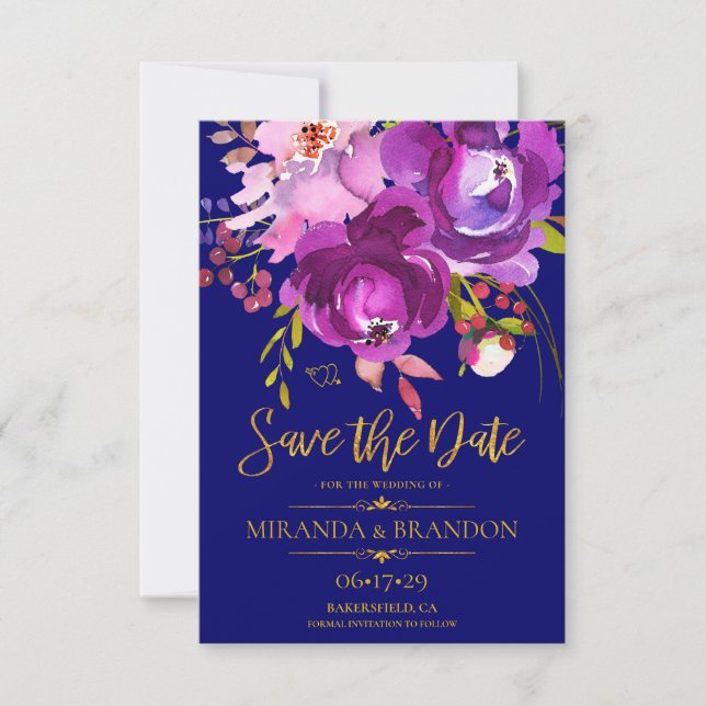 Rustic Floral Country Wedding Save the Date Card (Front)