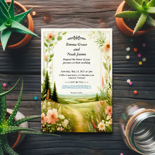 Rustic Floral Countryside Wedding Invitation