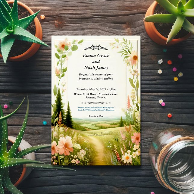 Rustic Floral Countryside Wedding Invitation (Creator Uploaded)