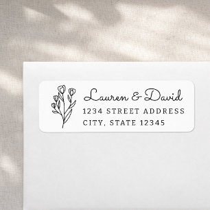 Rustic Floral Couple Names Wedding Return Address