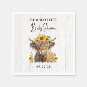 Rustic Floral Cow Baby Shower  Napkin