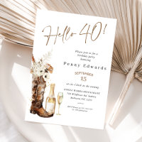 Rustic Floral Cowgirl Boot Champagne 40th Birthday