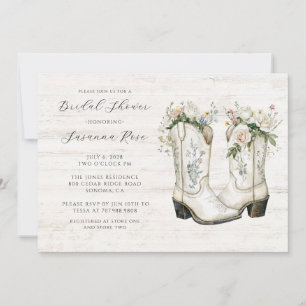 Rustic Floral Cowgirl Boots Bridal Shower Invitation