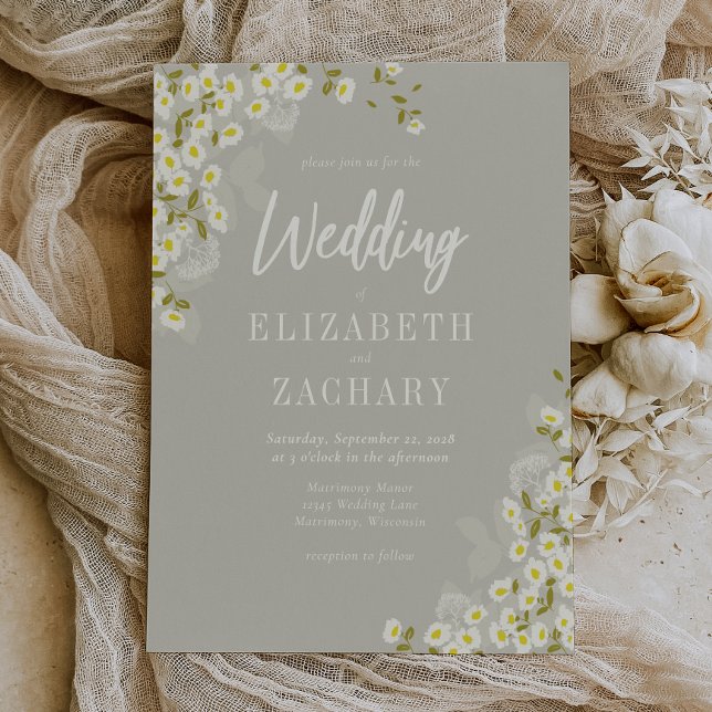 Rustic Floral Cream Beige Wedding Invitation (Creator Uploaded)