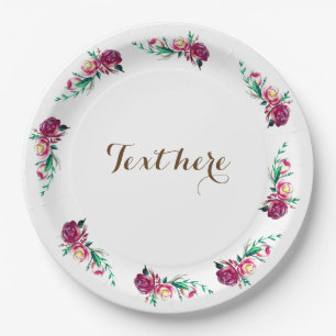 Rustic Floral Custom Paper Plates