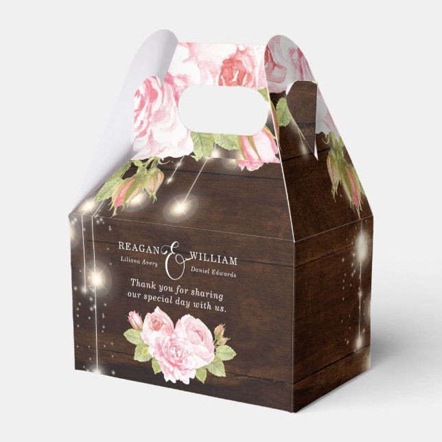 Rustic Floral Custom Wedding Favour Box (Front Side)