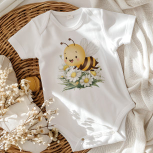 Rustic Floral Daisy Oh Babee Honey Bee Baby Shower Bodysuit