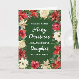 Rustic Floral Daughter & Family Merry Christmas Card