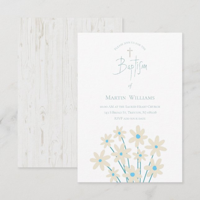 rustic floral decor | Baptism Invitation (Front/Back)