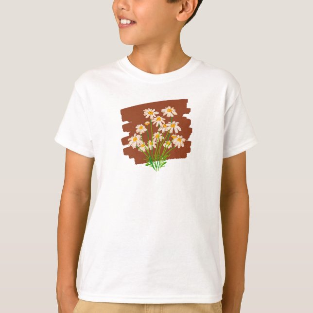 Rustic floral design on brown background T-Shirt (Front)