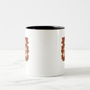 Rustic floral design on brown background Two-Tone coffee mug