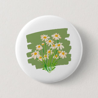 Rustic Floral Design on Green Background 6 Cm Round Badge