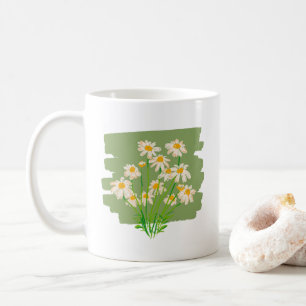 Rustic Floral Design on Green Background Coffee Mug