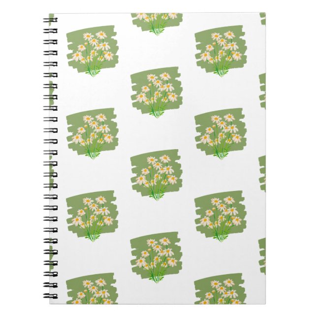 Rustic Floral Design on Green Background Notebook (Front)