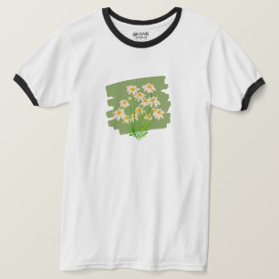 Rustic Floral Design on Green Background T-Shirt