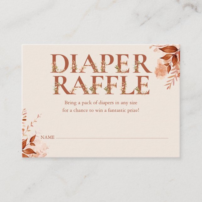 Rustic Floral Diaper Raffle Fall Baby Shower Enclosure Card (Front)