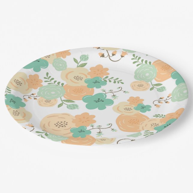 Rustic floral Disposable Party Paper Plate (Angled)