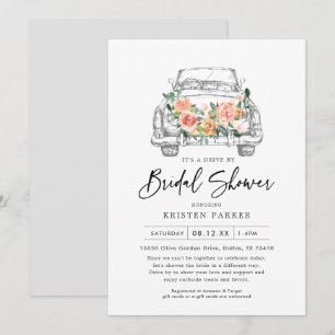 Rustic Floral Drive-By Bridal Shower Invitation