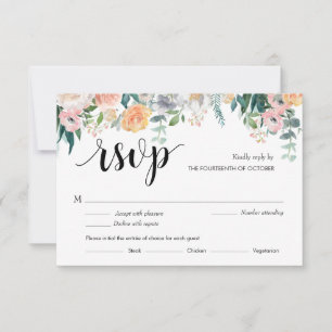 Rustic Floral Dusk Wedding Response (meals) Card