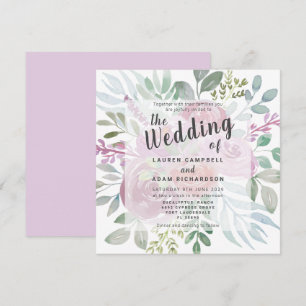 Rustic Floral Dusty Pink Watercolor Wedding Invitation