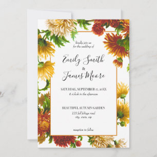 Rustic Floral Elegant Autumn Fall Wedding Invitation