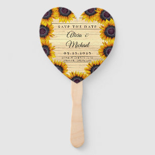 Rustic floral elegant barn wood wedding save date hand fan