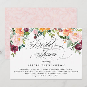 Rustic Floral Elegant Bridal Shower Invitation