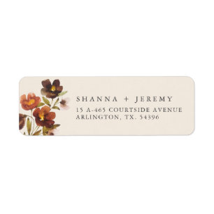 Rustic Floral Elegant Bride + Groom   Return Label