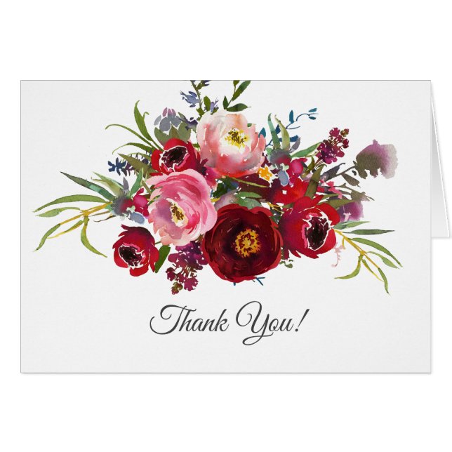 rustic floral, elegant flowers, thank you card (Front Horizontal)