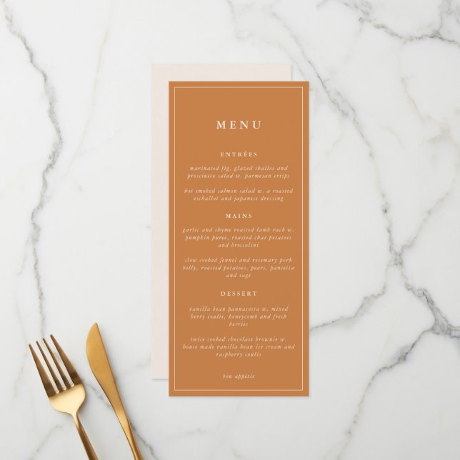 Rustic Floral Elegant Minimal Wedding |  Menu (Front/Back In Situ)