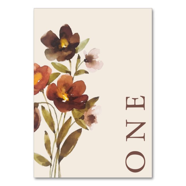 Rustic Floral Elegant Minimal Wedding | Table Numb Number (Front)