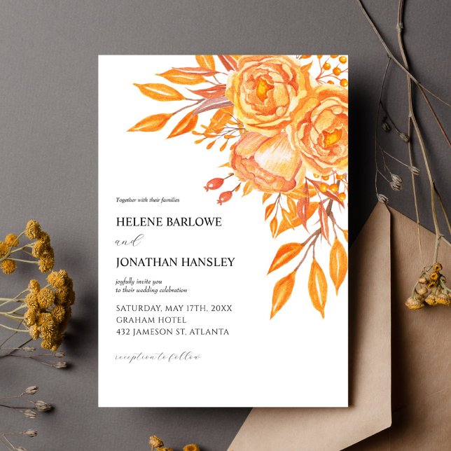 Rustic Floral Elegant Terracotta Fall Wedding Invitation (Rustic Floral Elegant Terracotta Fall Wedding Invitation)