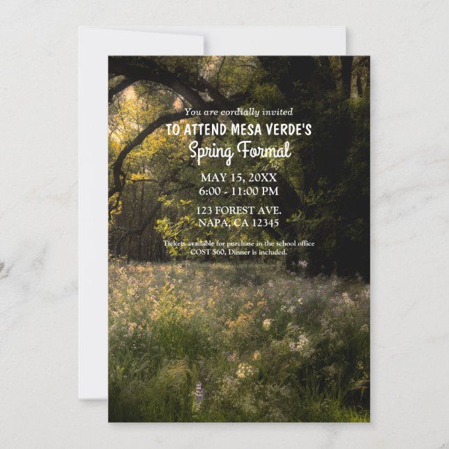 Rustic Floral Enchanted Forest Tree Spring Formal  Invitation (Front)