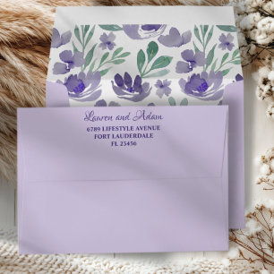 Rustic Floral Eucalyptus Purple Wedding Envelope