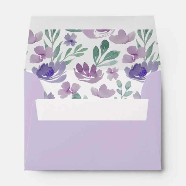 Rustic Floral Eucalyptus Purple Wedding Envelope (Back (Bottom))