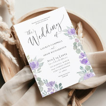 Rustic Floral Eucalyptus Purple Wedding Invitation